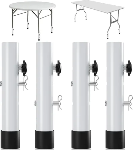 Vista 10 de Paquete de 8 elevadores de mesa plegables para mesas plegables, patas rectas/dobladas, extensiones de patas de mesa plegables duraderas, 2