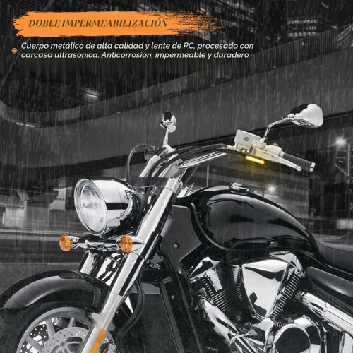 Vista 3 de NTHREEAUTO Señales de giro LED de manillar Mini intermitentes de motocicleta Luz marcadora de barra de manillar Compatible con Harley Dyna Sportster
