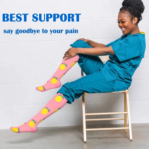 Vista 4 de Aoliks Calcetines de compresión médica para mujeres y hombres, calcetines de apoyo hasta la rodilla para correr, enfermeras, viajes