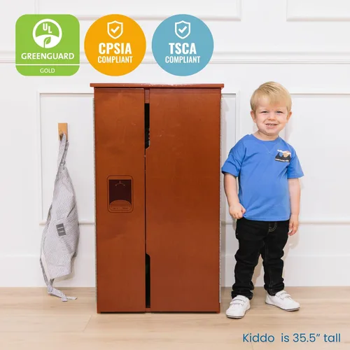Vista 6 de ECR4Kids Refrigerador de Cocina de Juguete, Juego de Madera, Nogal Oscuro