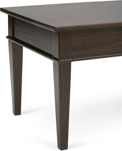 Vista 6 de SIMPLIHOME Carlton Mesa de café – Mesa de cóctel de transición de madera maciza de 44 pulgadas de ancho en marrón tabaco oscuro, mesa clásica