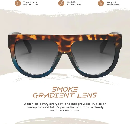 Vista 4 de Gafas de sol de gran tamaño con parte superior plana para mujer, diseño cuadrado grande, retro, gafas de sol