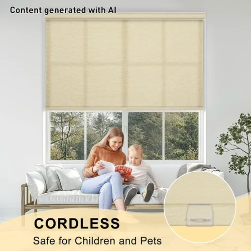 Vista 7 de Persianas enrollables con filtro de luz, sin cordón, para oscurecer la habitación con cenefa de cassette, protección de privacidad, para el hogar