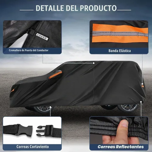 Vista 5 de X AUTOHAUX Funda de coche para Mini Cooper 2DR 2002-2021 210D-PU para exteriores, cubierta completa para todo tipo de clima, con cremallera