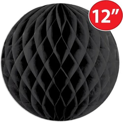 Vista 2 de Beistle 3 bolas de tejido negro, 12 pulgadas, color negro