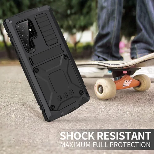 Vista 6 de Simicoo Compatible con Samsung S20 Ultra Metal Bumper Funda de silicona Militar a prueba de golpes resistente resistente Funda protectora de Negro