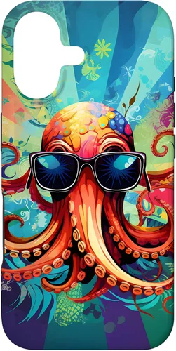 Vista 32 de iPhone 11 Pro That's One Cool Pultopus Pulpo colorido con funda para gafas de sol