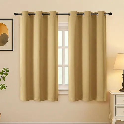 Vista 129 de Simplebrand Juego de 2 paneles de cenefa aguamarina para ventana de cocina de 14 pulgadas de largo, cortinas de oscurecimiento de habitación