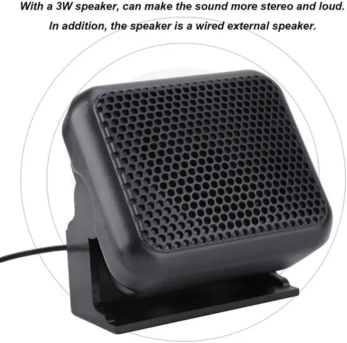 Vista 2 de Altavoz externo con cable, NSP-100 Mini altavoz externo micrófono de radio móvil para radios de coche Kenwood Ham con un altavoz de 3 W