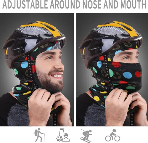 Vista 3 de Achiou - Pasamontañas, máscara facial, para hombres o mujeres, máscara de cara completa con capucha, para nieve, motocicleta, correr, clima frío