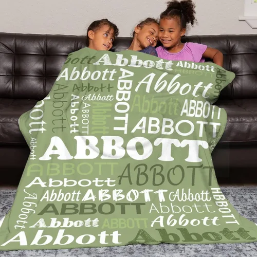 Vista 5 de Ships Next Day Custom Blanket with Name Personalized Throw Blanket for Baby Kid Customized Gifts for Dad, Mom, Grandpa, Grandma, Son, Daughter Algae