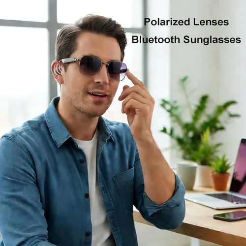 Vista 3 de Gafas inteligentes para hombres y mujeres, anteojos Bluetooth con micrófono y altavoces, gafas de audio de carga rápida compatibles con asistente