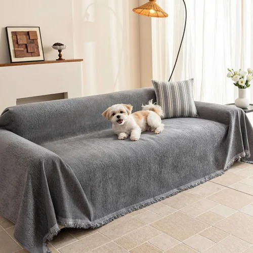 Vista 40 de MEETSKY Funda Negra de Silla de Tamaño Grande, Funda de Chenilla para Sillón/Sofá de 1 Cojín para Perro, Fundas de Sofá Protector de Muebles