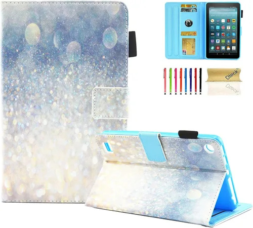 Vista 15 de Dteck - Funda para tablet Kindle Fire 7, funda protectora completa con función atril ajustable y función de encendido y apagado automático