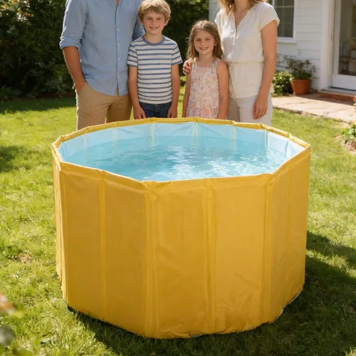 Vista 3 de Bañera inflable para adultos, plegable, 31.50 pulgadas de diámetro Amarillo