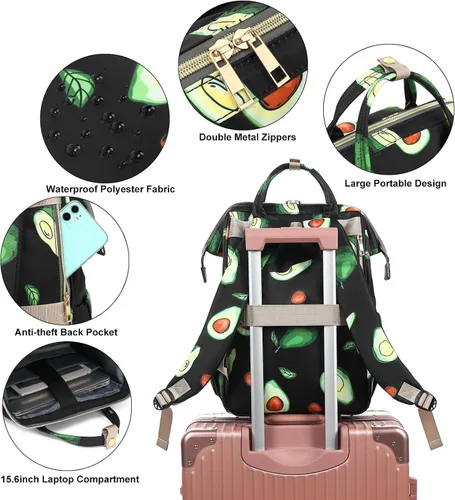 Vista 4 de Mochila de almuerzo para mujeres y niñas, mochila térmica térmica para laptop, mochila escolar, mochila para libros, mochila de trabajo para Palta