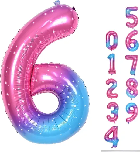 Vista 197 de Globo negro del número 0 para niñas y niños, 40 pulgadas, grande, número 0-9, de papel de aluminio, de Mylar para helio, juego de globos digitales