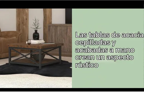 Vista 7 de Flexsteel Mesa de centro industrial rústica, mesa cuadrada de madera de acacia maciza con estante de almacenamiento, muebles de sala de estar