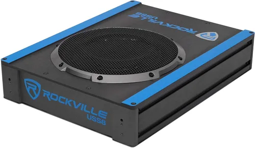 Vista 5 de Rockville USS8 - Subwoofer delgado para coche/camión de 8 pulgadas y 600 W, 150 W RMS, certificado CEA-2006, kit de amplificador RWK10 de calibre 10