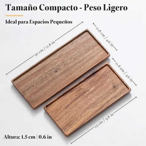 Vista 3 de Vandroop Mini plato de madera para servir, bandeja pequeña de madera
