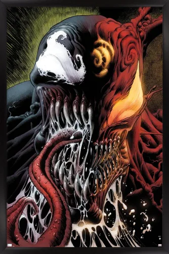 Vista 7 de Trends International Marvel Comics - Carnage - Póster de pared con veneno dividido en la cara, 14.725 x 22.375 pulgadas, versión enmarcada de madera