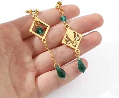 Vista 5 de Genshin Dangle Earrings For Women Girl - Anime Figure Element Eye Of God Anemo Vision Earrings Venti Cosplay Jewelry For Christmas Halloween