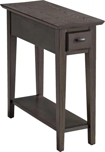Vista 17 de Leick Home 9018-BR - Mesa auxiliar de patas de cabriole francés con un cajón, con estante, color marrón cereza