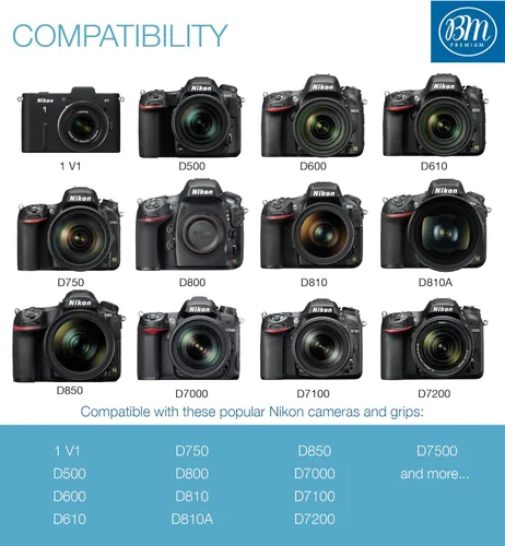 Vista 5 de BM Premium Paquete de 2 baterías EN-EL15B y cargador de batería dual para Nikon Z6, Z7, D780, D850, D7500, 1 V1, D500, D600, D610, D750, D800