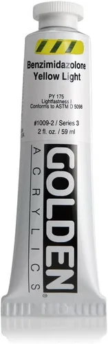 Vista 4 de GOLDEN Acrílico de cuerpo pesado, luz amarilla de benzimidazolona, tubo de 2 fl. oz, pintura acrílica profesional, transparente