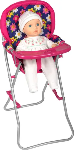 Vista 6 de Fash n kolor - Silla alta para muñecas con bandeja, se adapta a muñecas de bebé de hasta 18 pulgadas, silla alta de juguete con estampado de flores