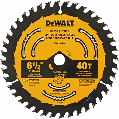 Vista 9 de DEWALT Hoja de sierra circular, 6 1/2 pulgadas, 40 dientes, para estructura (DWA161240)