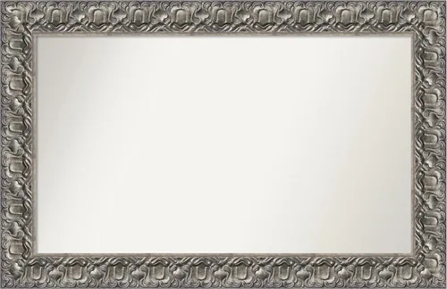 Vista 29 de Amanti Art Espejo de baño plateado para sobre fregadero, 26 x 26 pulgadas, espejo cuadrado de níquel pulido, marco de madera tradicional mediano, se