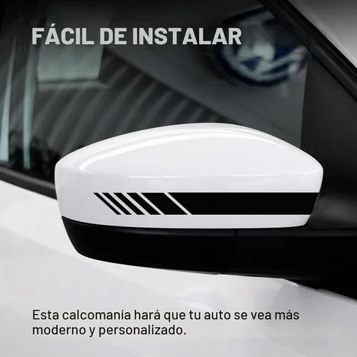 Vista 5 de Dickno 2 piezas de adhesivos para espejo retrovisor de coche, 14 cm × 1,4 cm Adhesivos impermeables para espejo lateral de auto, tiras de Negro