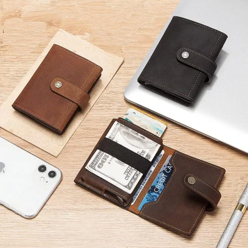Vista 3 de HUMERPAUL Cartera de seguridad para tarjetas de crédito Soporte para tarjetas RFID Cartera pequeña Soporte para 9 tarjetas de crédito Bloqueo
