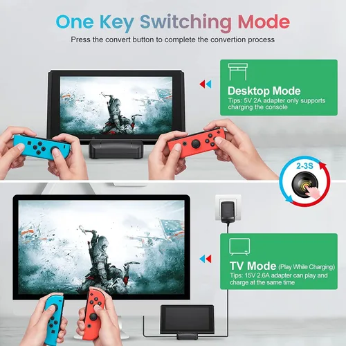 Vista 5 de Switch Dock para Nintendo SwitchSwitch OLED (estación de acoplamiento de interruptor Nintendo para TV y base de carga) Soporte adaptador de TV