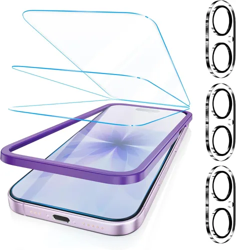 Vista 18 de Fotbor [Paquete de 3 + 3 protectores de pantalla para iPhone Air, antiluz azul, [protección ocular] 9H+ vidrio templado con protector de lente
