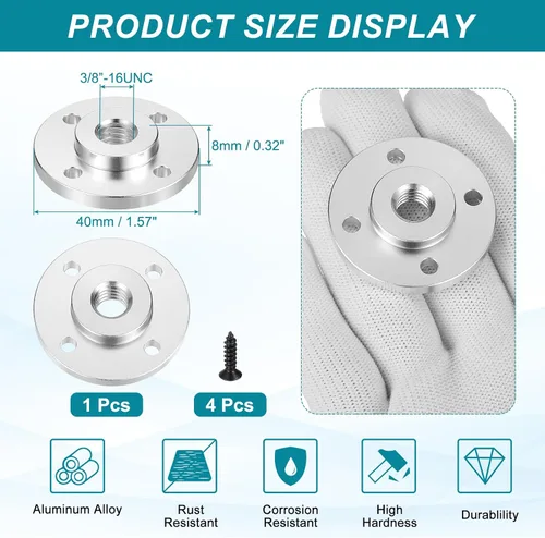 Vista 2 de PATIKIL Soporte de brida de micrófono de rosca hembra de 3/8 "-16, base de montaje de mesa de cuello de cisne de escritorio con tornillo de cabeza