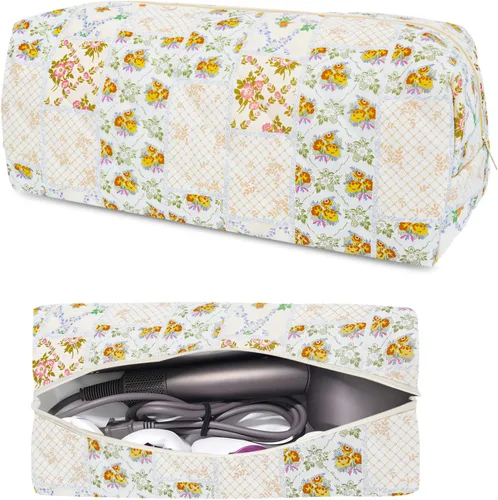 Vista 8 de Herramientas para el cabello Bolsa de transporte de viaje, bolsa floral acolchada para Shark Flexstyle Azul