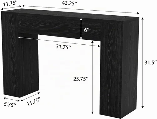 Vista 2 de Epecoya Mesa consola de madera para entrada, sala de estar, mesa de sofá pequeña de 43 pulgadas, consola rectangular de estilo rústico con base