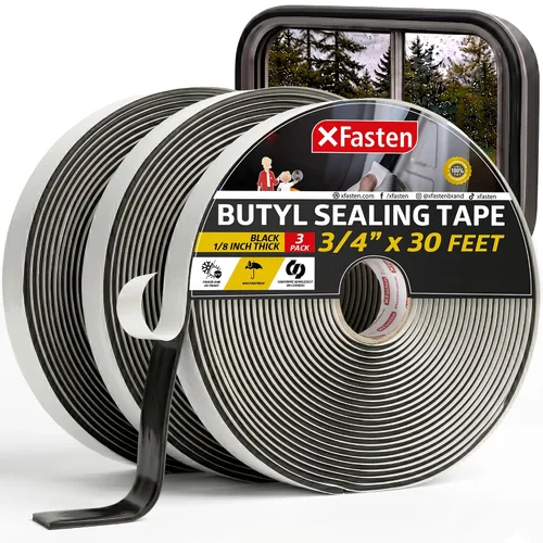 Vista 9 de XFasten Cinta de butilo negra, 1/2 pulgada x 30 pies x 1/8 pulgadas, fácil de trabajar con cinta selladora de butilo automotriz, calafateo de goma
