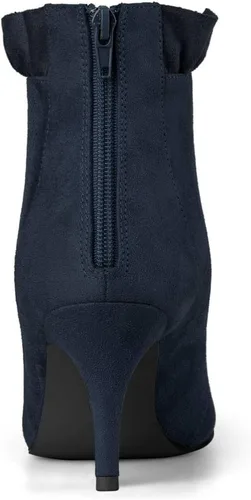 Vista 3 de Allegra K Botines con volantes y tacón de aguja puntiagudo para mujer