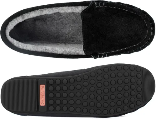 Vista 3 de Parfeying Mocasines de piel de oveja para mujer, mocasines estilo de conducción de espuma viscoelástica de gamuza de vaca