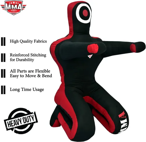 Vista 7 de Muñeco Infantil de Grappling de Pie - Sin Relleno – Muñeco de Entrenamiento para Lucha, Jiu-Jitsu, Artes Marciales Mixtas con Brazos y Piernas Negro