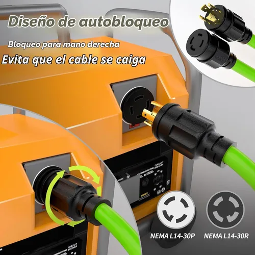 Vista 6 de PlugSaf - Cable generador de 10 pies y 30 amperios, 4 clavijas Verde