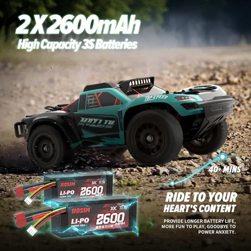 Vista 4 de Hosim Coches RC sin escobillas para adultos y niños rápidos 50 mph, camiones RC 4x4 todo terreno todoterreno impermeable de alta velocidad 1/14 RTR