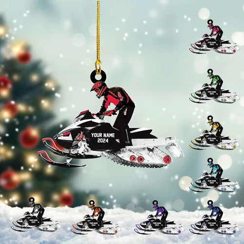 Vista 12 de Zapatos de motos de nieve personalizados personalizados adorno de Navidad de acrílico para amantes de motos de nieve (SM 1)