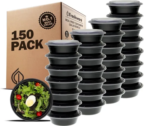 Vista 10 de Freshware - Contenedores de preparación de comida [15 unidades] con 1 compartimento para almacenar comida, con tapas, caja Bento, libre de bisfenol