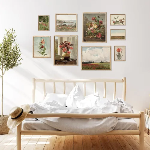 Vista 7 de Impresiones artísticas de pared florales vintage, pintura al óleo de primavera, pósteres de flores retro, naturaleza silvestre, arte de pared