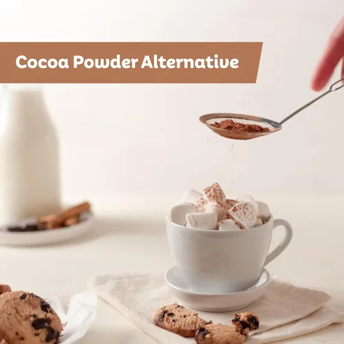 Vista 4 de Roots Circle Polvo de algarrobo premium sin azúcar Kosher a granel de 14 onzas – Alternativa al cacao en polvo Rico en fibra de cafeína sin