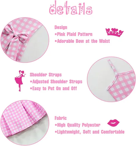 Vista 2 de TUTUYO 2023 Girls Cute Doll Costume Pink Gingham Dress, 4-12Y